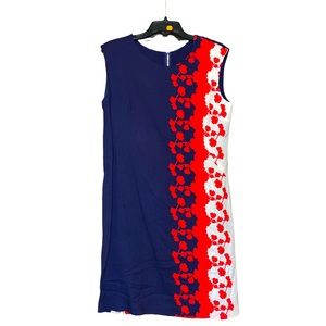 Vintage Navy blue dress with Red floral embroidery